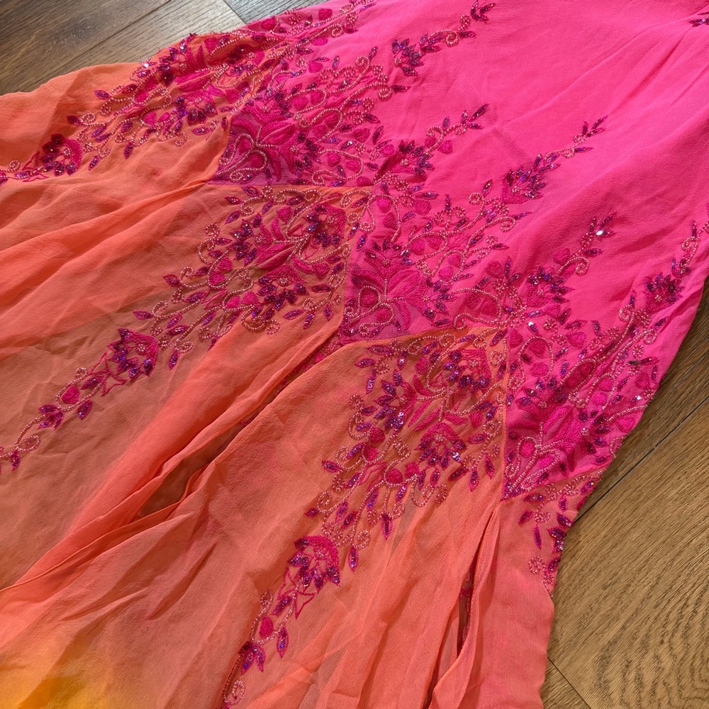 Vintage Y2K 100% Silk Beaded Dress Vintage Beaded Dress Fairy Ombré Rainbow Prom - Picture 9 of 17